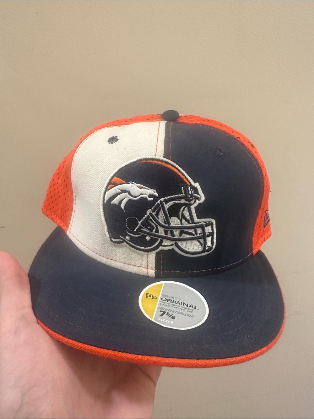 Denver football Split-Panel Hat in Orange, Navy & White John elway mile high